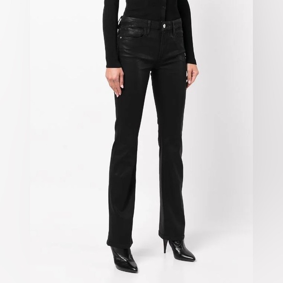 Frame Denim Pants - NWT FRAME Le Mini Boot Black Coated Trousers Pants Size 26
